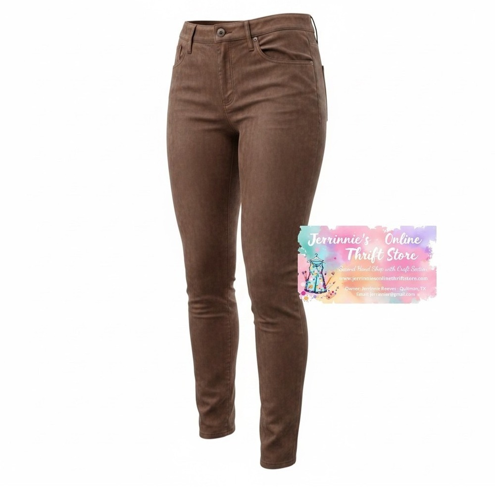 NYDJ Alina Skinny Brown Faux Suede Pants | Size 10